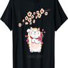 Maneki Neko Lucky Cat Cherry Blossom T-Shirt