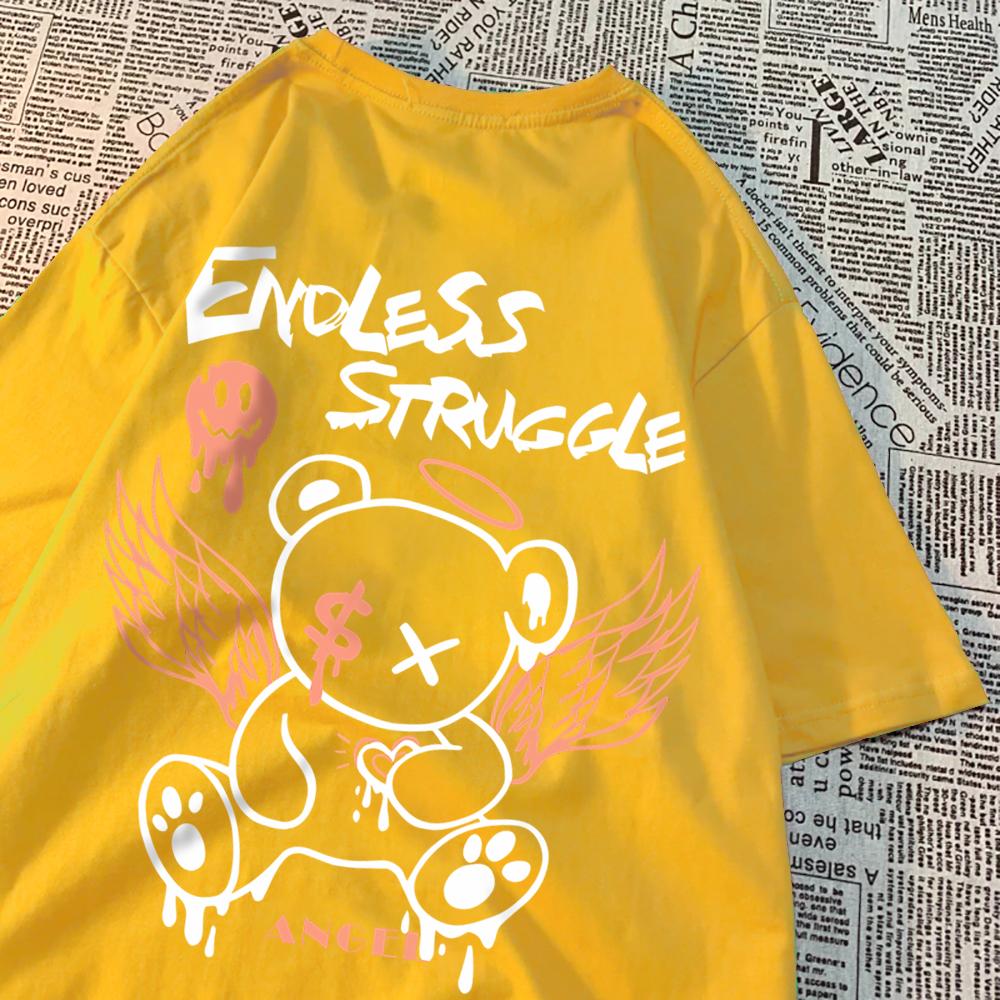 Endless Strvggle Angel Bear Men Women T-Shirts Breathable Loose Tops Summer Unisex Tee Clothing O-Neck Loose T-Shirts Couple