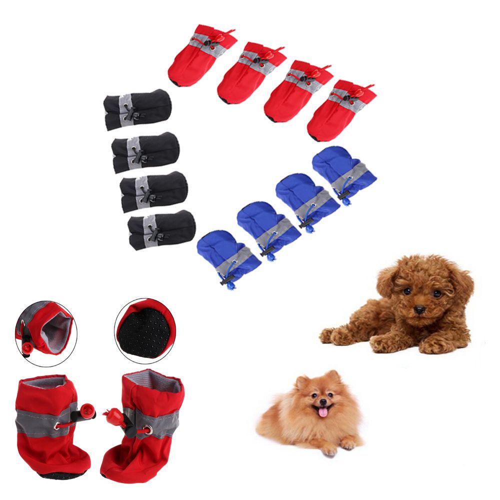 4pcs New Protective Fashion Dog Shoes Puppy Warm Boots Waterproof Anti-slip Footwear