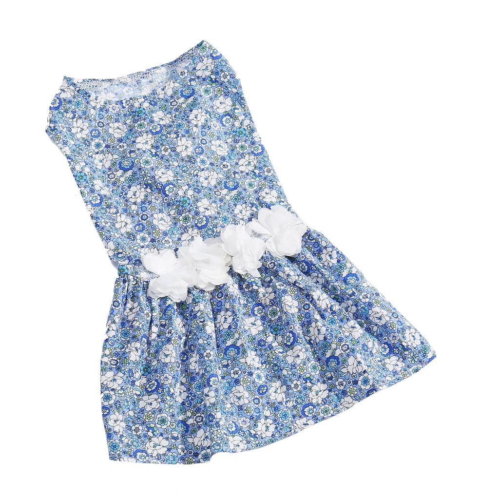Dog Floral Dress Soft Comfortable Breathable Cute Doggie Princess Dresses for Wedding Party Light Bl