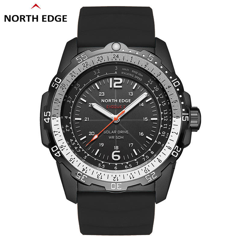 NORTH EDGE EVOQUE 2 Unisex Sport-Armbanduhr mit Solarantrieb Wasserdicht 50M Leuchtendes Gummiarmband Touch-Bedienung BT Anrufbeantwortung Magnetisch