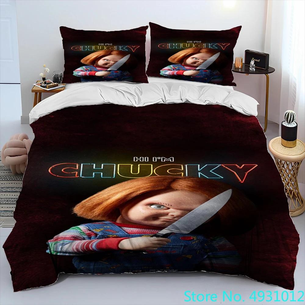 Horror Movie Character Chucky Saw Comforter Bedding Set,Duvet Cover Bed Set Quilt Cover Pillowcase,King Queen Size Bedding Set