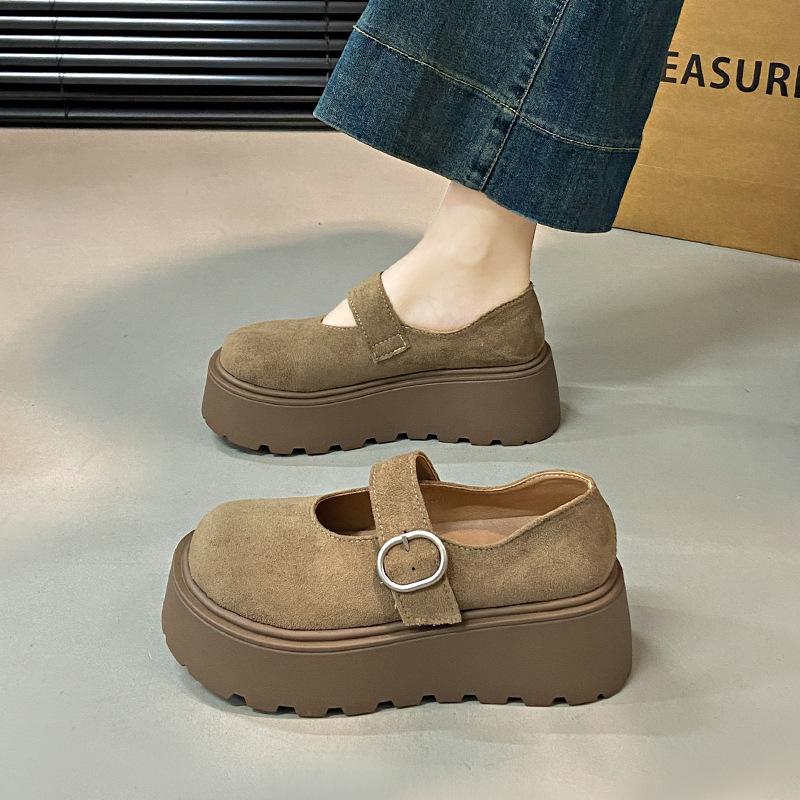 

Стелька Увеличивающая рост обувь Женские туфли на высоком каблуке Толстая подошва Неглубокие одинарные туфли Универсальные маленькие кожаные туфли 39 хаки