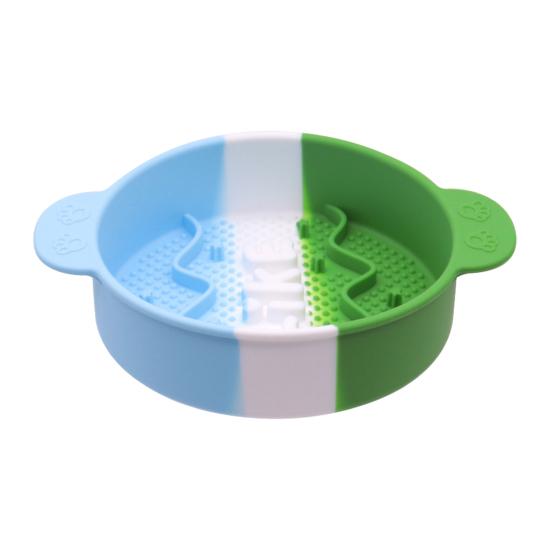 

Миска для медленного кормления собак, миска для медленного поедания корма для собак, силиконовая миска для корма домашних животных, предотвращает удушье у быстро едящих собак и кошек синий/зелёный