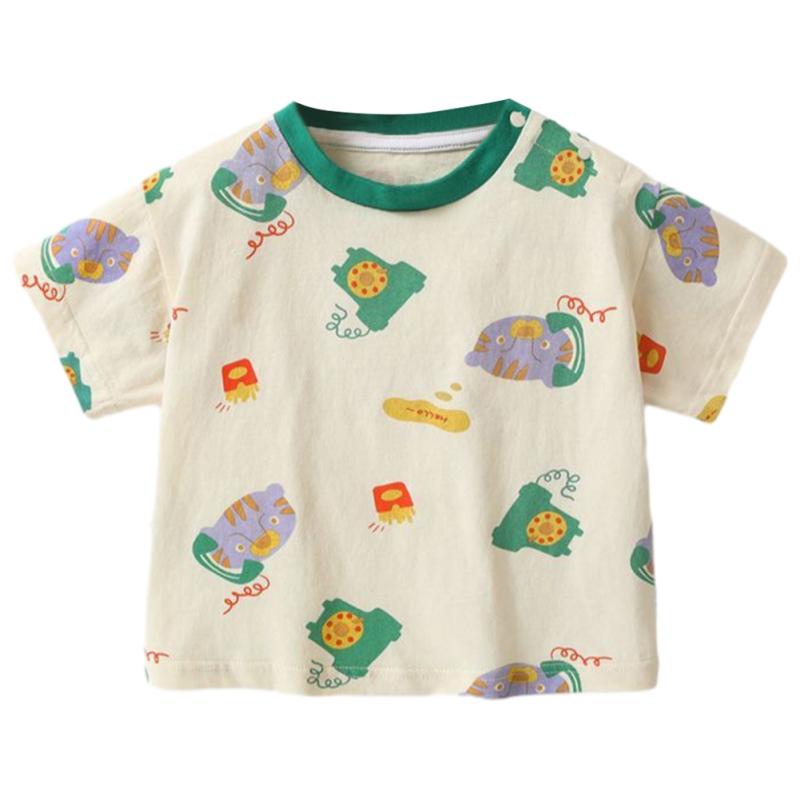 

Детский топ с принтом в виде мультфильма, футболка с короткими рукавами, унисекс, повседневный детский топ 90