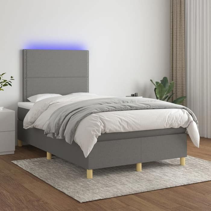 Maison Exclusive - Sommier à lattes de lit et matelas et LED Gris foncé 120x200 cm