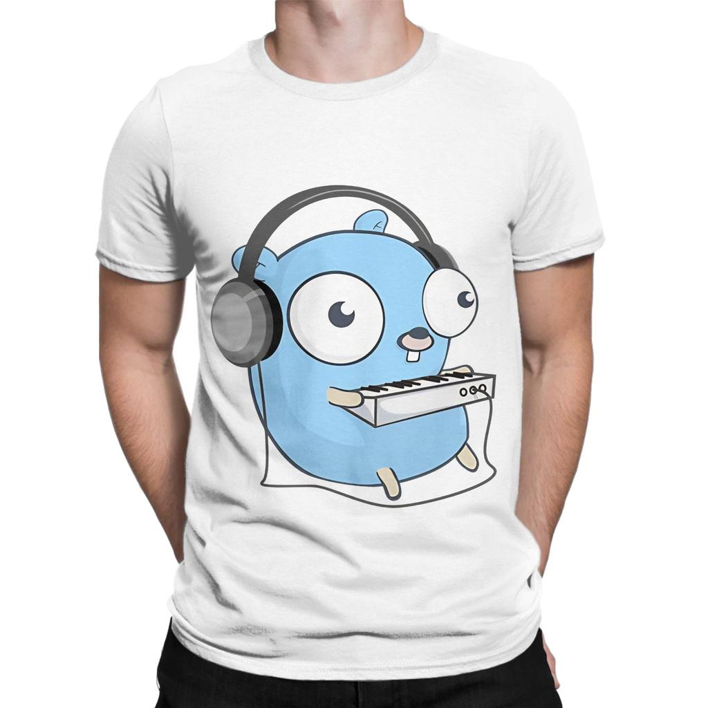 The Golang Mascot Music Black Edition Graphic 100 Cotton TShirt gopher Tees Tops For Unisex