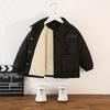Autumn Kids Jacket Winter Boys Solid Color Thick Plus Velvet Warm Coat Teen Children Outerwear Clothing