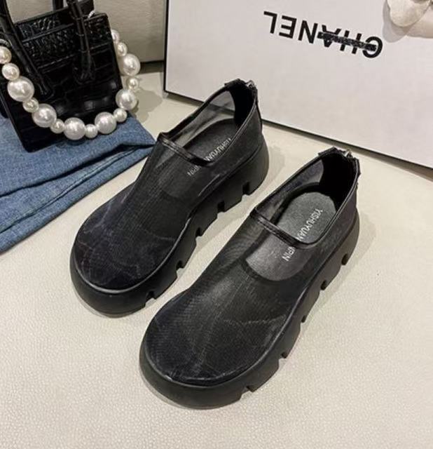 New piano sole heightened non-slip muffin mesh yarn breathable single shoes women summer one-pedal sandals women