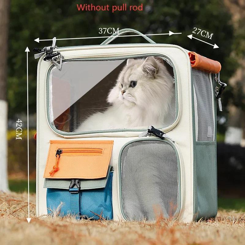 

Good-looking Kitten Transport Case with Pull Rod Breathable Pet Trolley Ventilated Trolley Box Fashionable Travel Cat Backpack