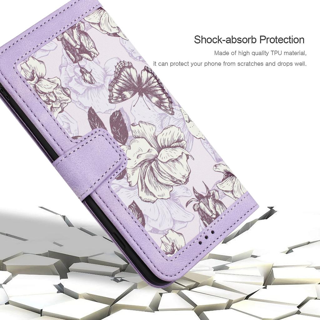 For Motorola Moto G 5G (2024) Case Flower Pattern PU Leather Phone Cover with Card Holder