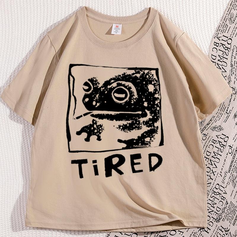 Tired Frog Funny Graphic T Shirts Men Women Casual Cotton Short Sleeve Printed Tshirt Crewneck Streetwear Graphic Tees Clothing