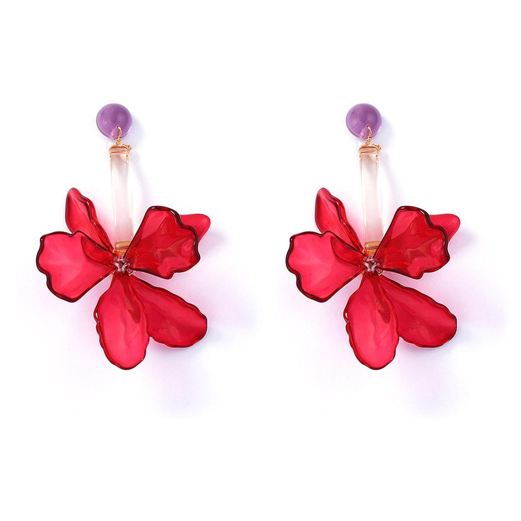 Bohemian Personality Trend Creative Design Sense Exaggerated Acrylic Flower Leaf Earrings Women