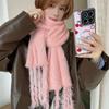 Luochi Knitting~Candy Color Plush Scarf: Soft, Skin-Friendly, Warm Tassels & Braids, Versatile Winter Neck Warmer for Women.