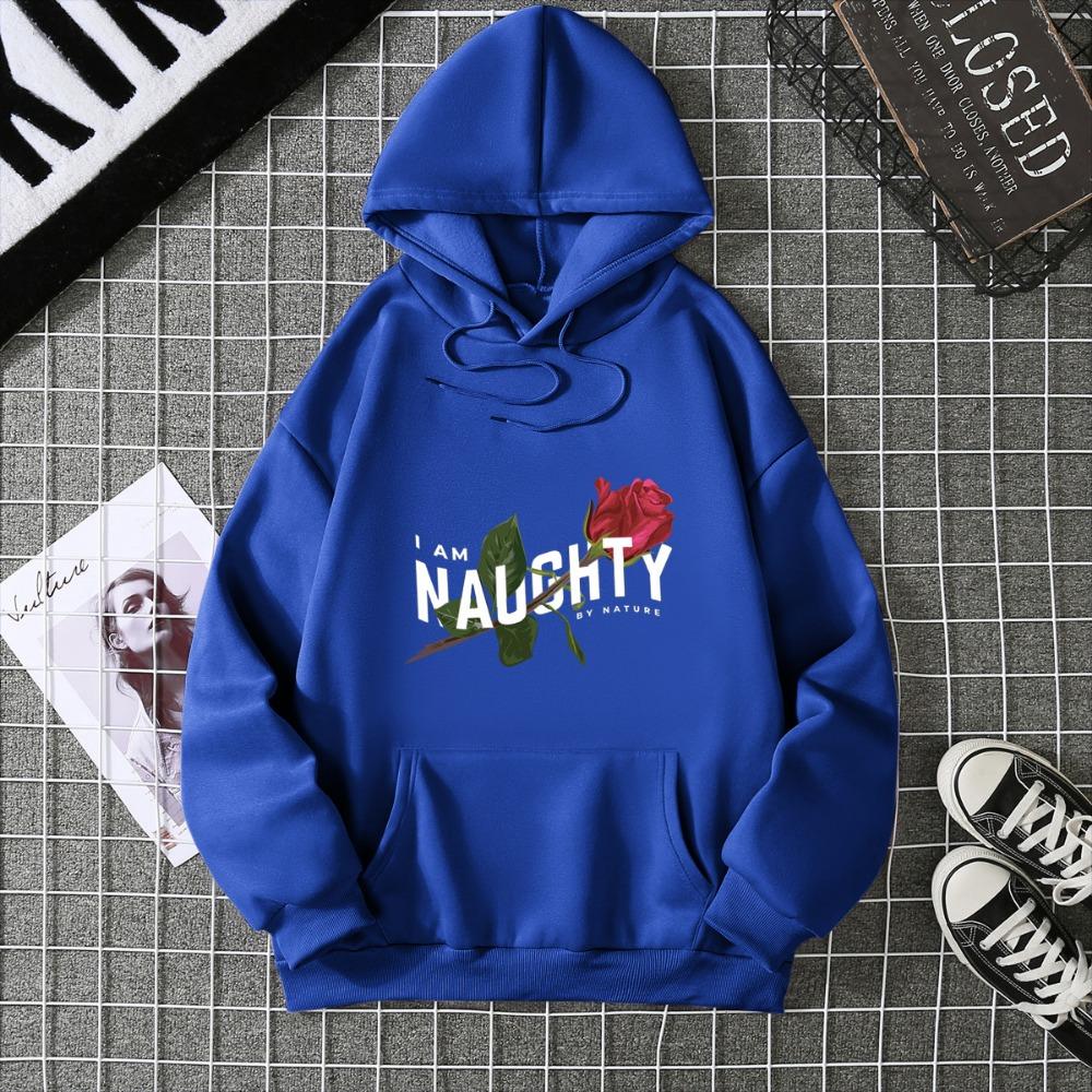 Women's Real Shot American Plant-printed Sweater Hooded Autumn and Winter New Men's and Women's Models