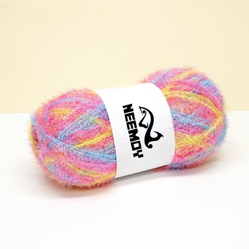 100g/200M Glass Silk Yarn for Hand Knitting Korean Dish Towel Wool Yarn and Crochet Doll Scarf Sweater Gold Silk Thread