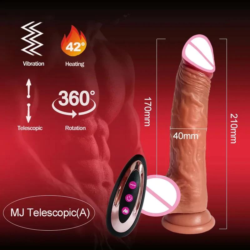 Realistic Dildo Telescopic Vibrator Masturbation Anal Plug for Women Thrusting Dick Penis Adult Heating Remote Control Sex Toys