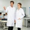 Professional Nurse Doctor Work Uniform Cotton White Long Sleeve Lab Coat Women Men