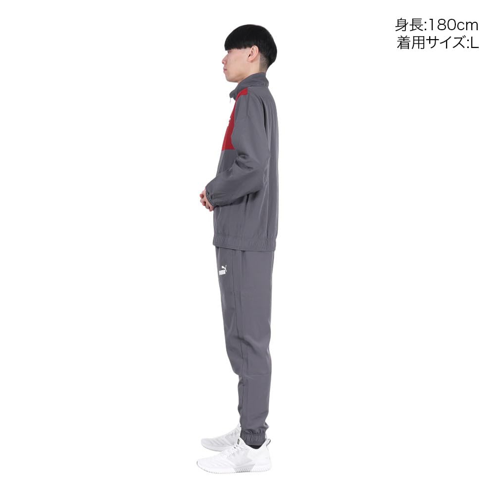 Puma Sports Jersey Top and Bottom Mesh Woven Color Block Suit 684143 24 Color Galactic Gray Set, Lining, Men's Fall/Winter (69)