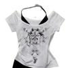 2026 Cross-border Sweet and Spicy Patchwork Punk T-shirt for Women - Irregular, Versatile Short-sleeved Top
