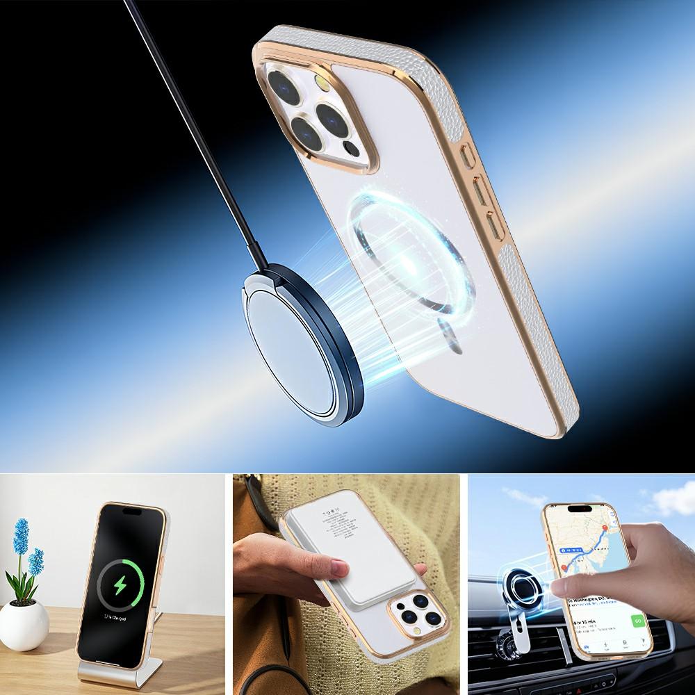For iPhone 16 Pro Magnetic Case Electroplating Anti-Drop TPU + PC Phone Back Cover