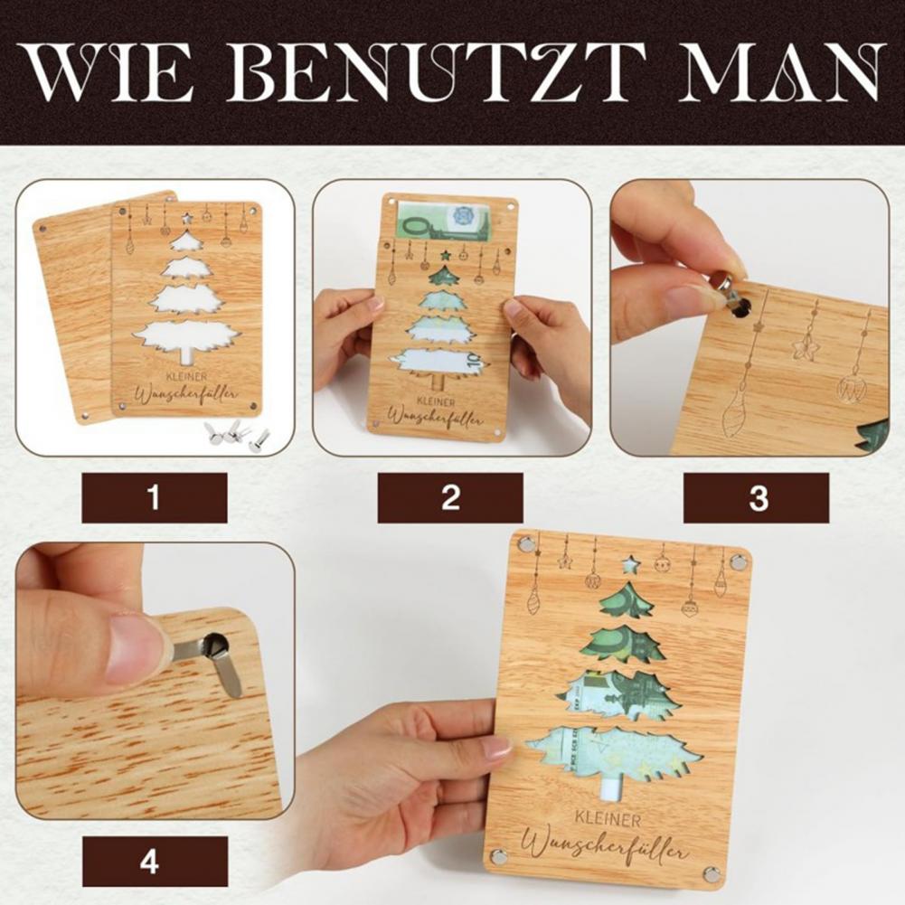 Wooden Christmas Tree Decoration Family Christmas Decor Traditional Blessings Engraved Money Tree Board Double-sided for Money