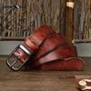 Fashion Retro Distressed Wrinkled Leather Belt for Men and Women Genuine Leather First Layer Cowhide Casual Jeans Belt