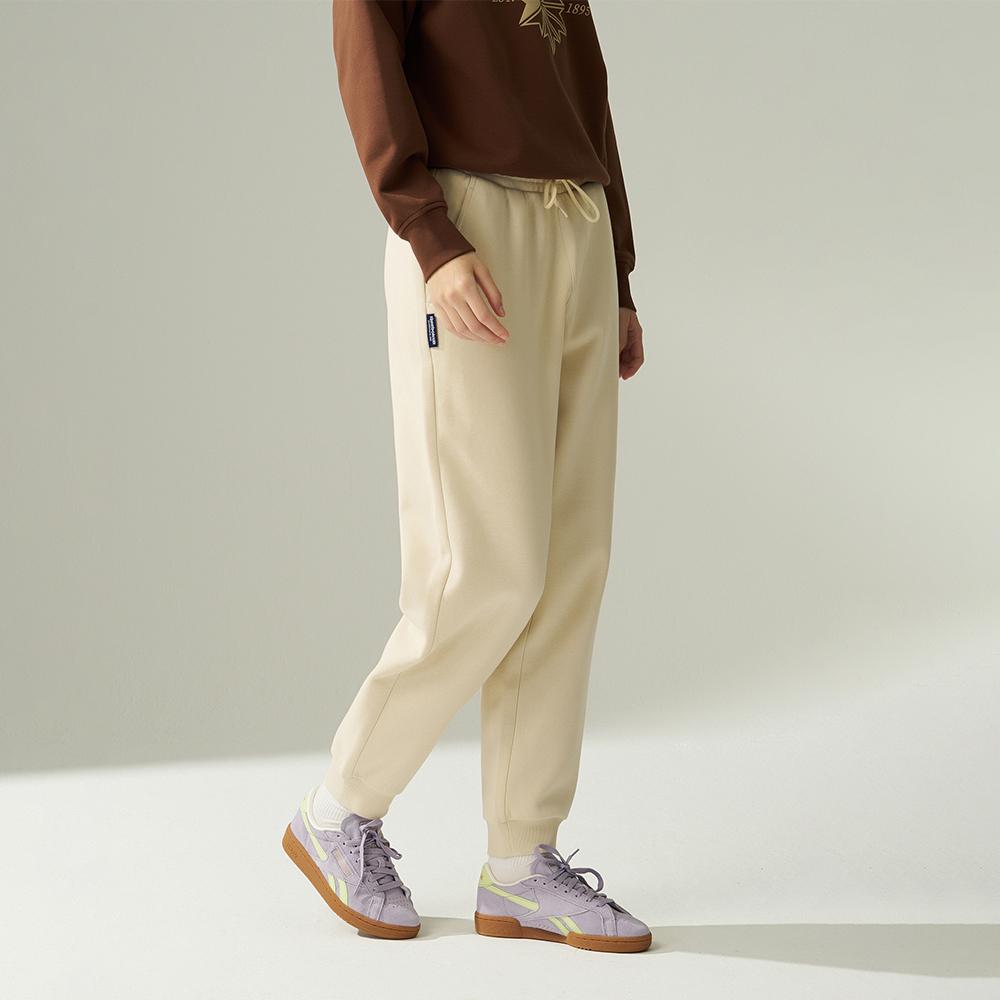 Reebok Casual Versatile Comfortable Solid Color Simple Cuffed Knitted Sports Pants Women bottoms Beige 24FRM604WGM1