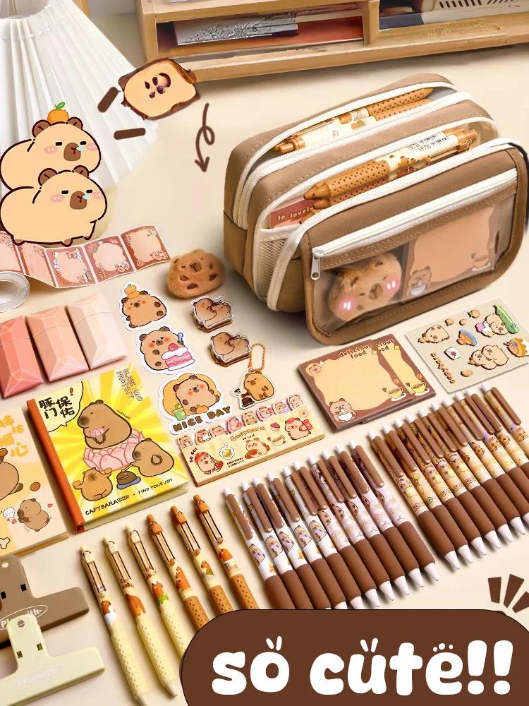 Trousse à Crayons en Tissu Mignonne Kawaii Grande Capacité Fermeture Éclair Animale Sac pour Enfants Garçons Trousse à Stylo Fille Étui Scolaire Fournitures