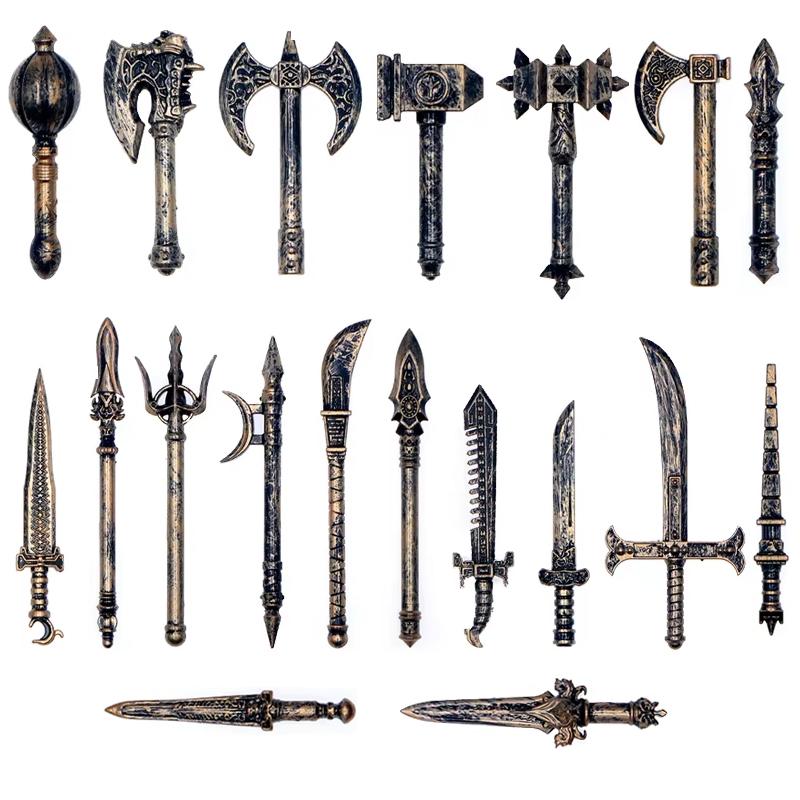 MOC Medieval Weapon Accessories for Building Blocks - Sword Shield Bow Axe Hammer Spear Gun Set