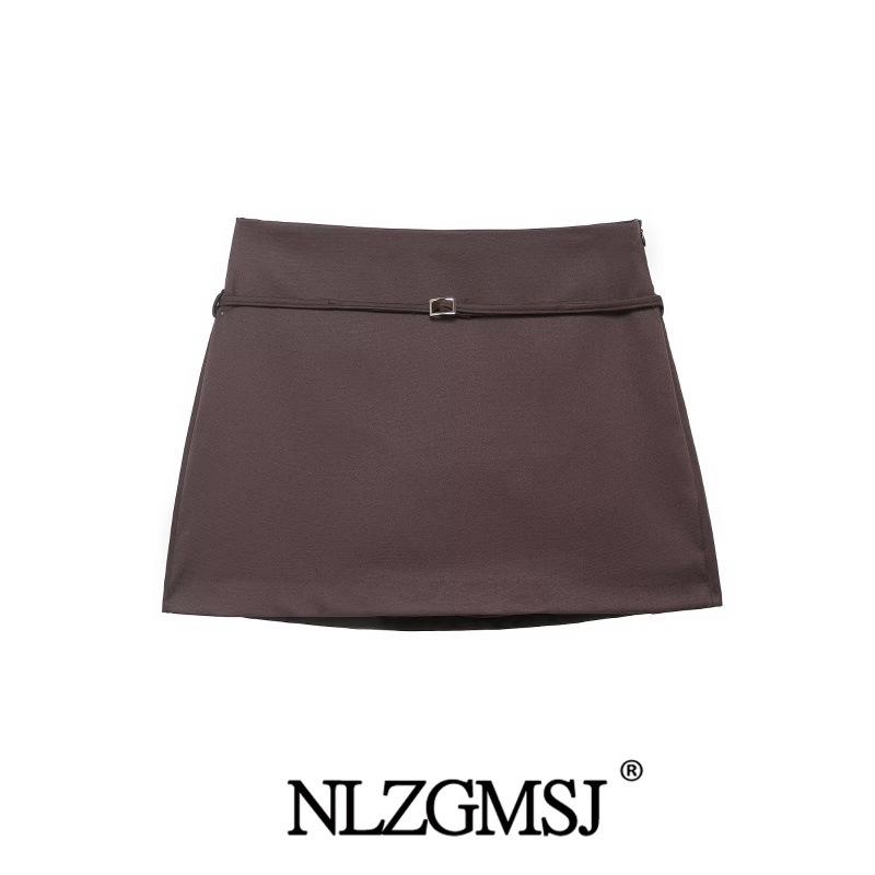 2026 Spring European & American Style Versatile Belted Skirt Pants Extra Small