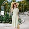 Women's French Floral Embroidered Puff Sleeve A-line Dress