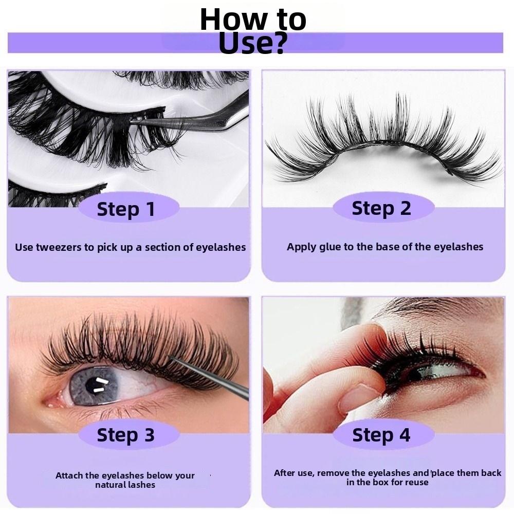 10 Pairs Fluffy Thick 3D Faux Mink Lash Glue Version Full Strip Lashes  Eye Lash Extension