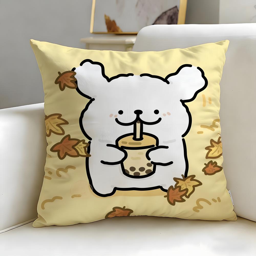 classic cartoon Line Puppy Cushion Cover Soft  EasyWash Pillow Case  Versatile for Couch Bed Travel and Office