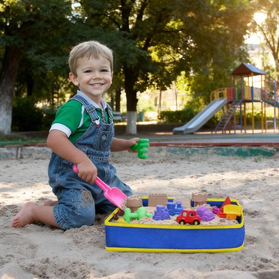 Folding Cloth Sand Tray Tear-Resistant Waterproof Portable Kids Beach Toys Storage Tray
