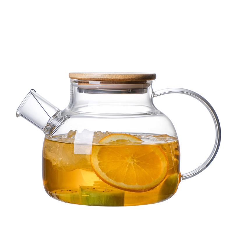 

1000/1800ML Large Glass Teapot with Lid - Heat-Resistant High Borosilicate Glass Pot for Hot & Cold Tea, Herbal Infusions 1L