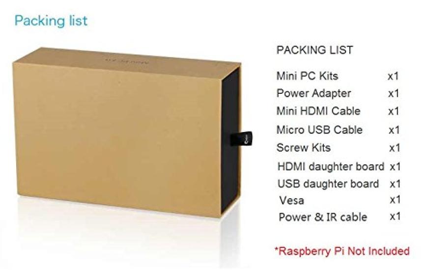 Kits de Mini PC X3000 Compatíveis com Raspberry Pi e SupTronics® (Preto) - 4B, 3B, 2B, B+