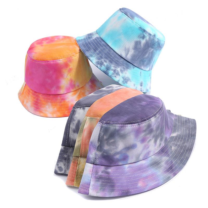 Tie-dye basin hat fashion gradual change color hat go out sun hat street shot bucket hat foldable beach hat
