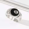 Punk Style Billiard Number Black 8 Opening Adjustable Rings Metal Alloy Rings Fashion Hip Hop Rock Jewelry For Women And Men