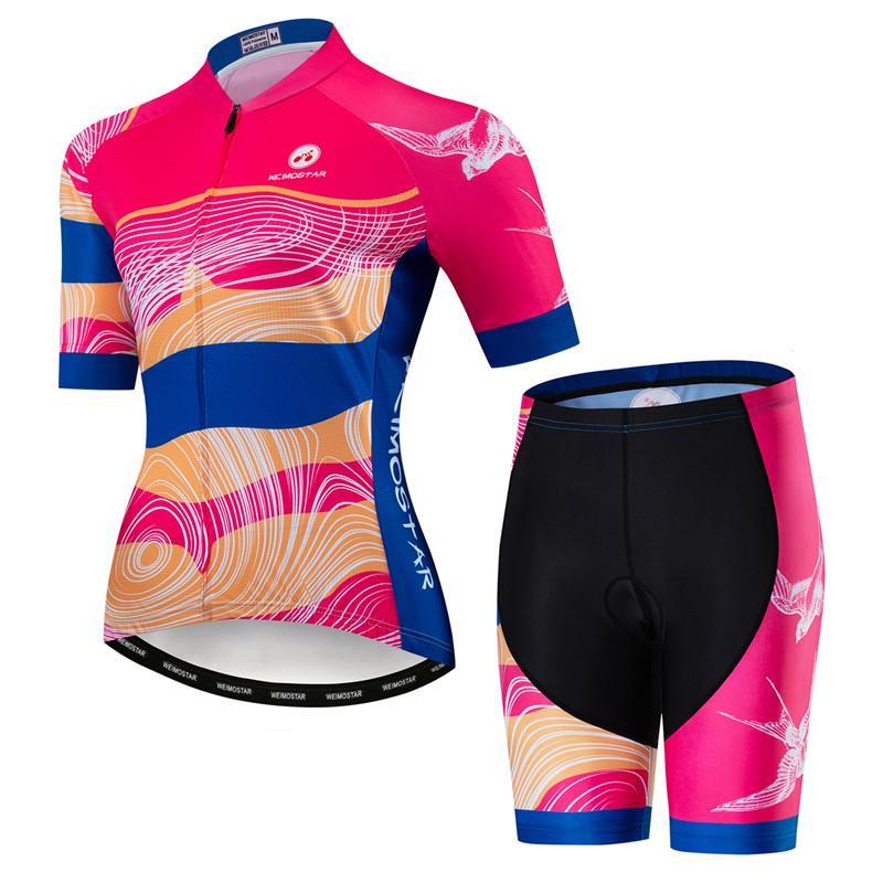 Weimostar Pro Team Abbigliamento da Ciclismo Set Maglia da Ciclismo da Donna Traspirante Abbigliamento per Mountain Bike Uniforme Estiva per Bici Ropa