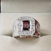 Garnet Emerald Cut Gemstone With 925 Sterling Silver Ring For Men's #B753 JL375692863815