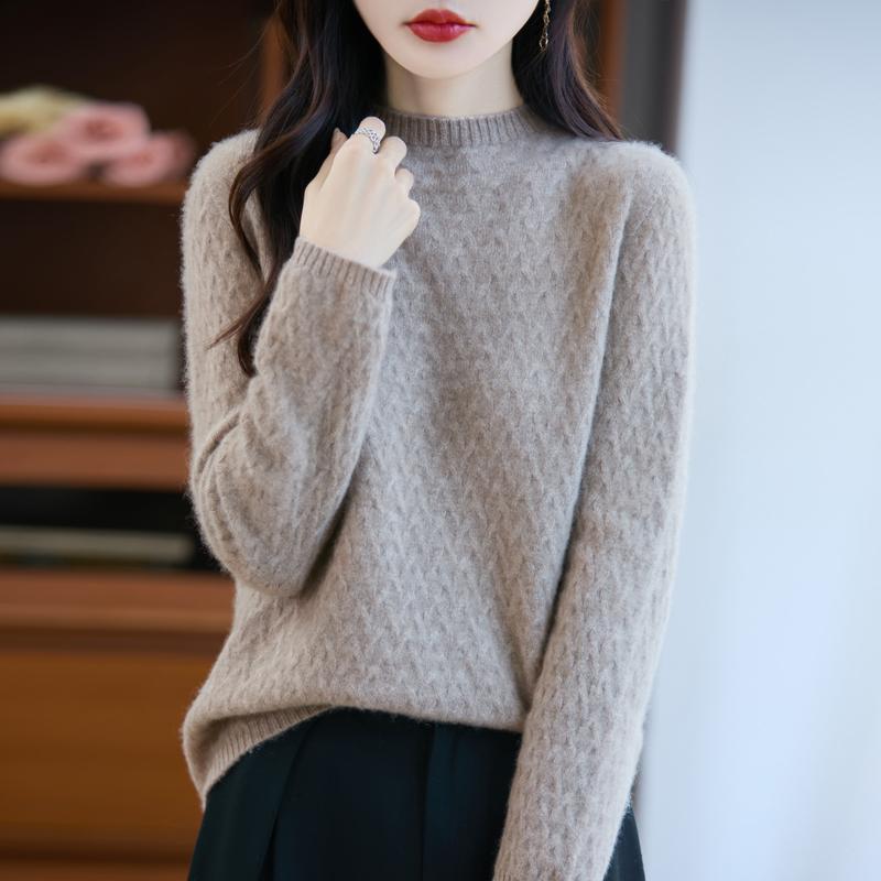 Women's Cashmere Sweater Qinghe Cashmere 30% Cashmere 70% Wool Autumn and Winter Pullover Warm and Fashionable