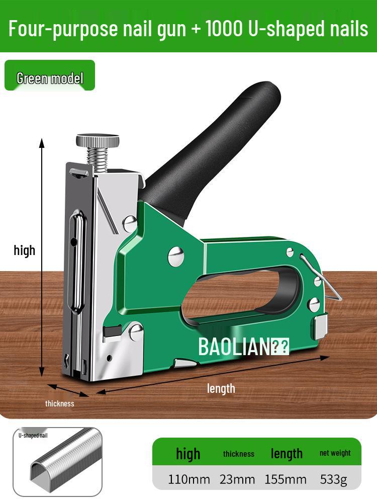 Manual Pneumatic Nail Gun: Brad Nailer, Steel Nailer, U-Shaped & Straight Nails for Wire Trough and Woodworking.
