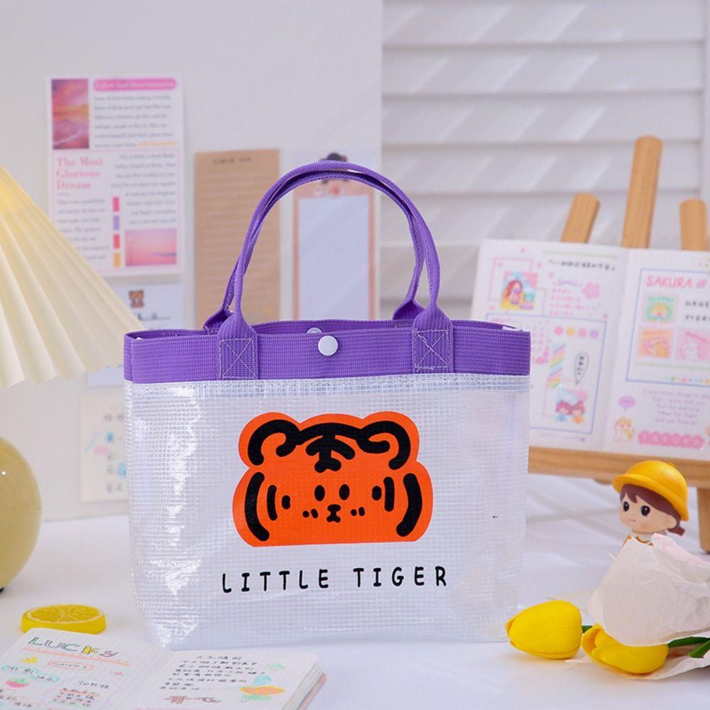 

Cosmetic Case PVC Tote Bag Transparent Cartoon Storage Bag Simple Waterproof Beach Bag Travel фиолетовый