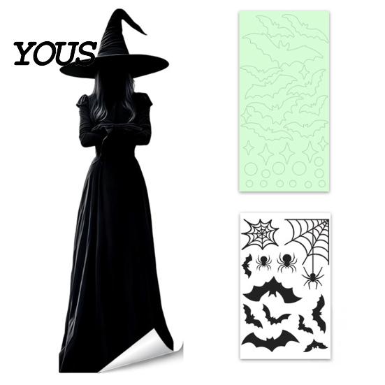 Luminous Ghost Stickers for Glass Halloween Static Window Cling, Fluorescent PVC Decal, Easy Apply Holiday Ornaments Removable Reusable