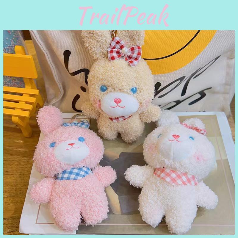 Rabbit Teddy Keychain Cute Cartoon Plush Toy Girls Kid Backpack Hanging Ornament