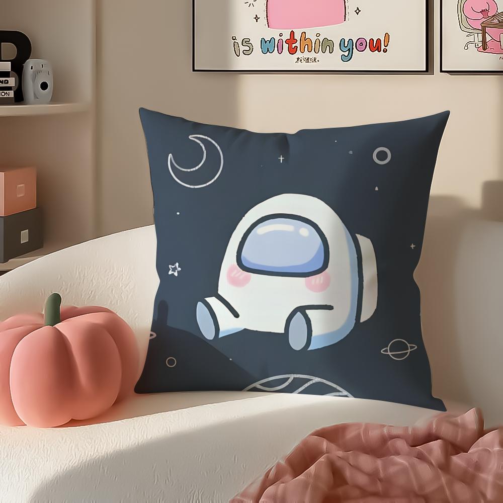 Fun Deduction Party Board Game AAmong Us Cushion Cover Pillowcase Short Plush Invisible Zipper Room Sofa Cushion Cover
