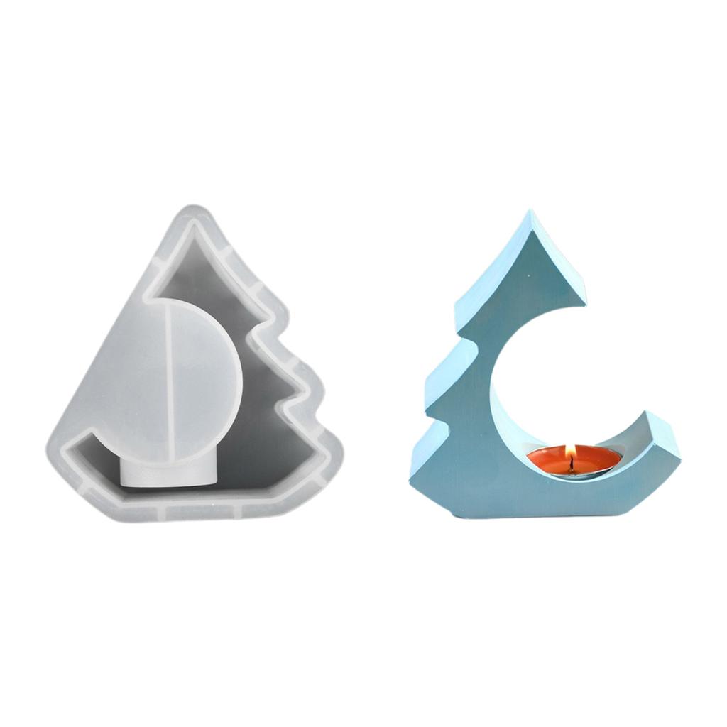 Candlestick Molds Silicone Crafts Mold House/Tree Shape Candle Stand Moulds Silicone Texture Ornament Molds for Candle