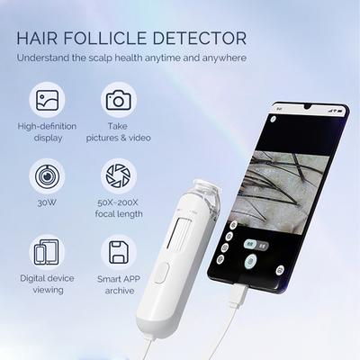 Détecteur de Cuir Chevelu Dermatoscope Visuel 50X/200X Machine d'Analyse de Peau Faciale et du Cuir Chevelu Testeur de Pores et Follicules Pileux Mini