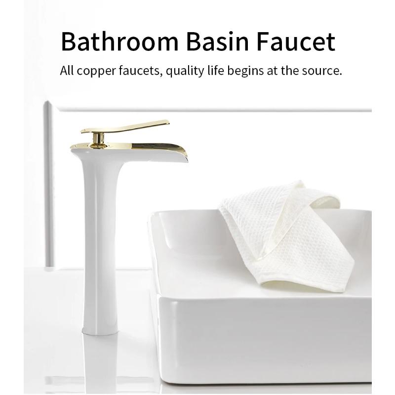 Umyvadlové baterie Moderní bílá koupelnová baterie Vodopádové baterie Jednootvorové baterie pro studenou a teplou vodu Umyvadlové baterie Baterie 6008